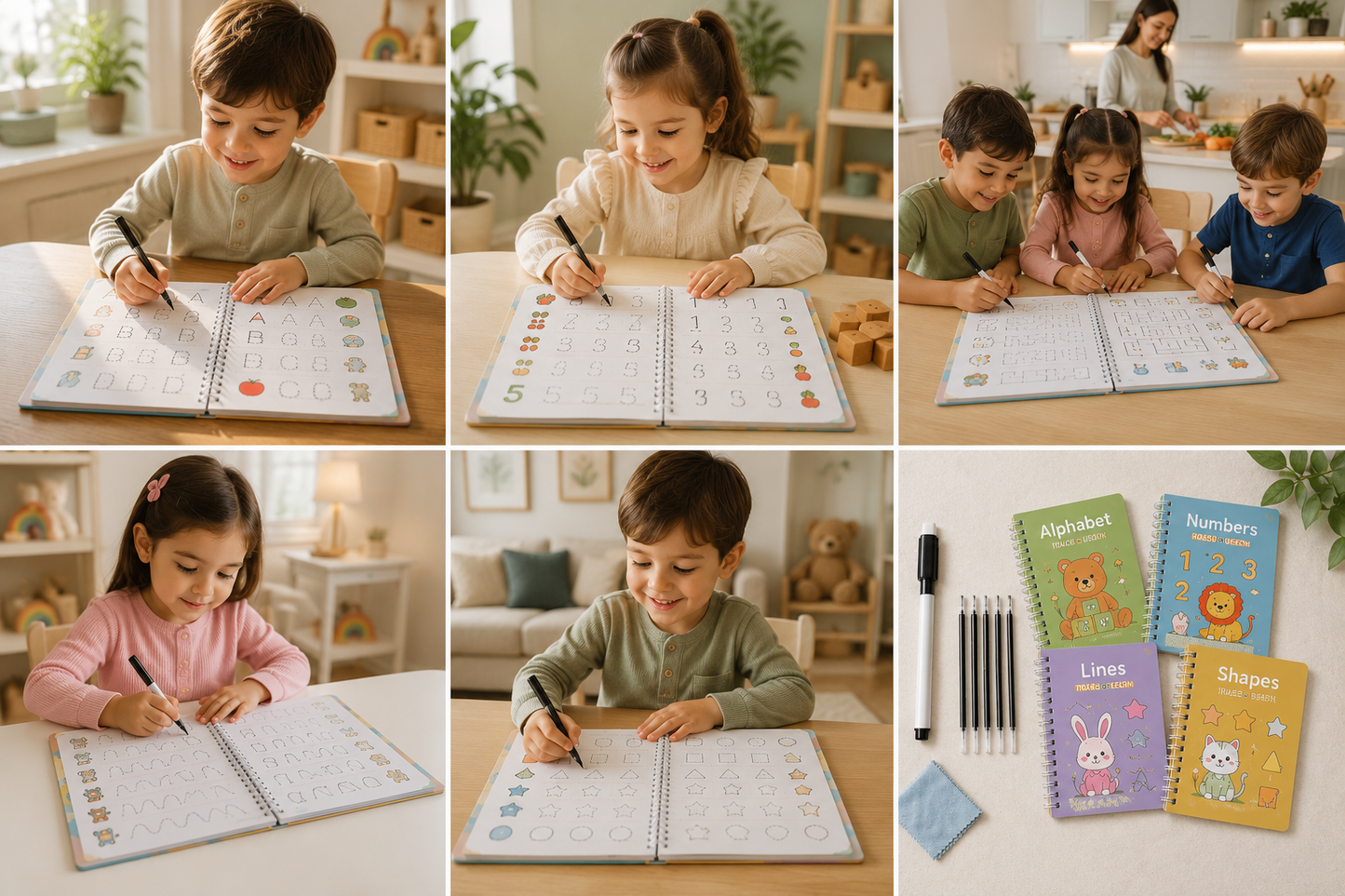 Reusable Book set for kids (4 Reusable book with Magic Pen & refills)