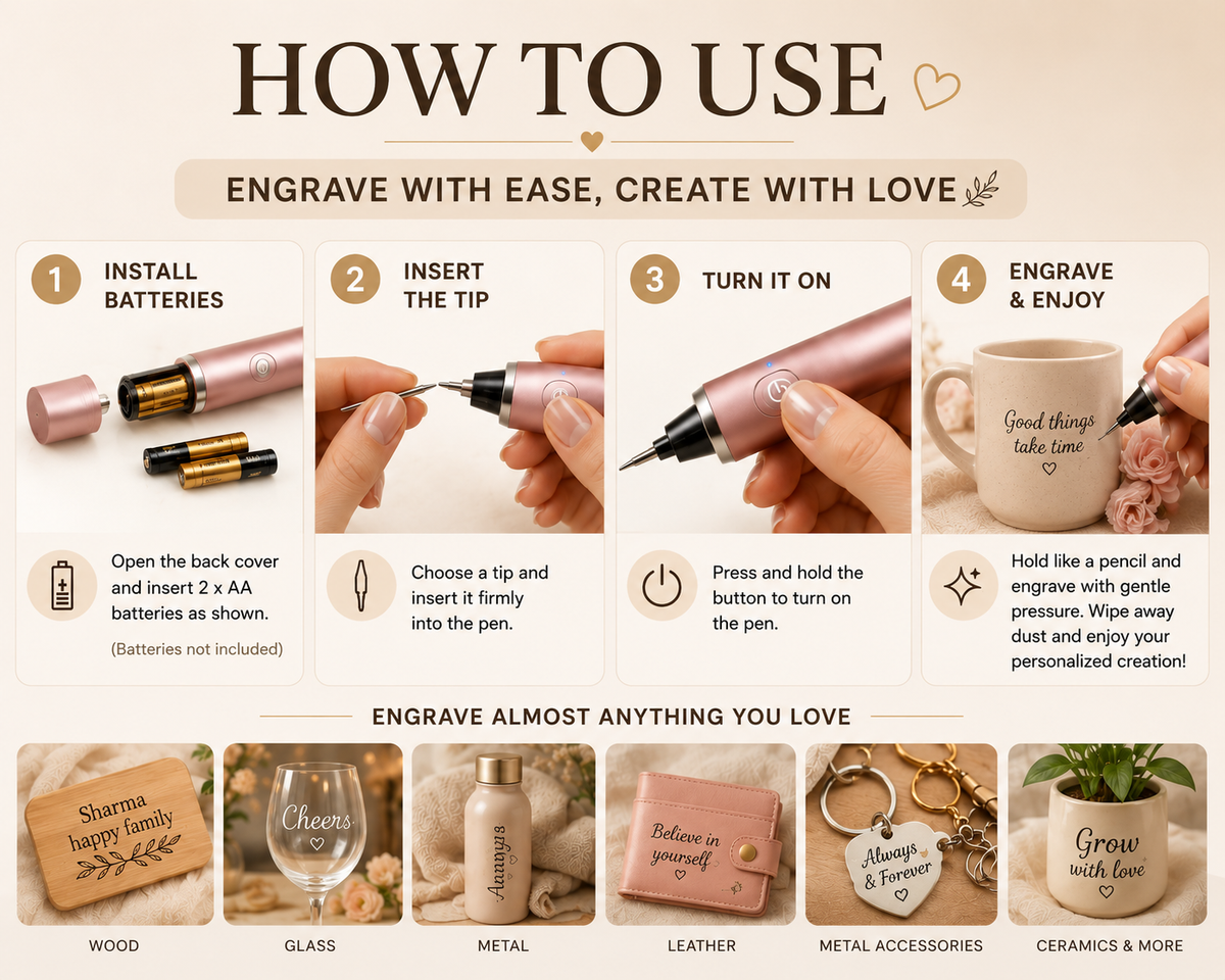 Cordless All Surface Engraving Pen | Personalize Almost Anything