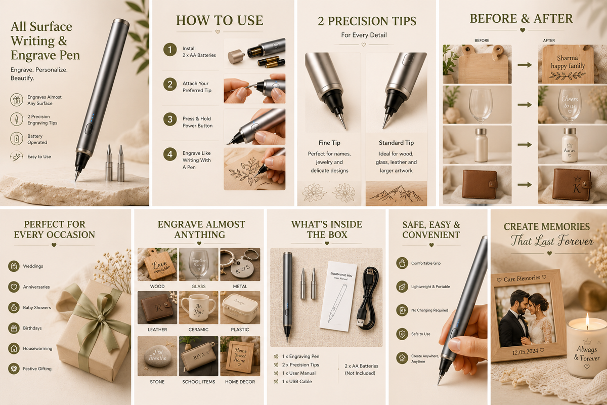 Cordless All Surface Engraving Pen | Personalize Almost Anything