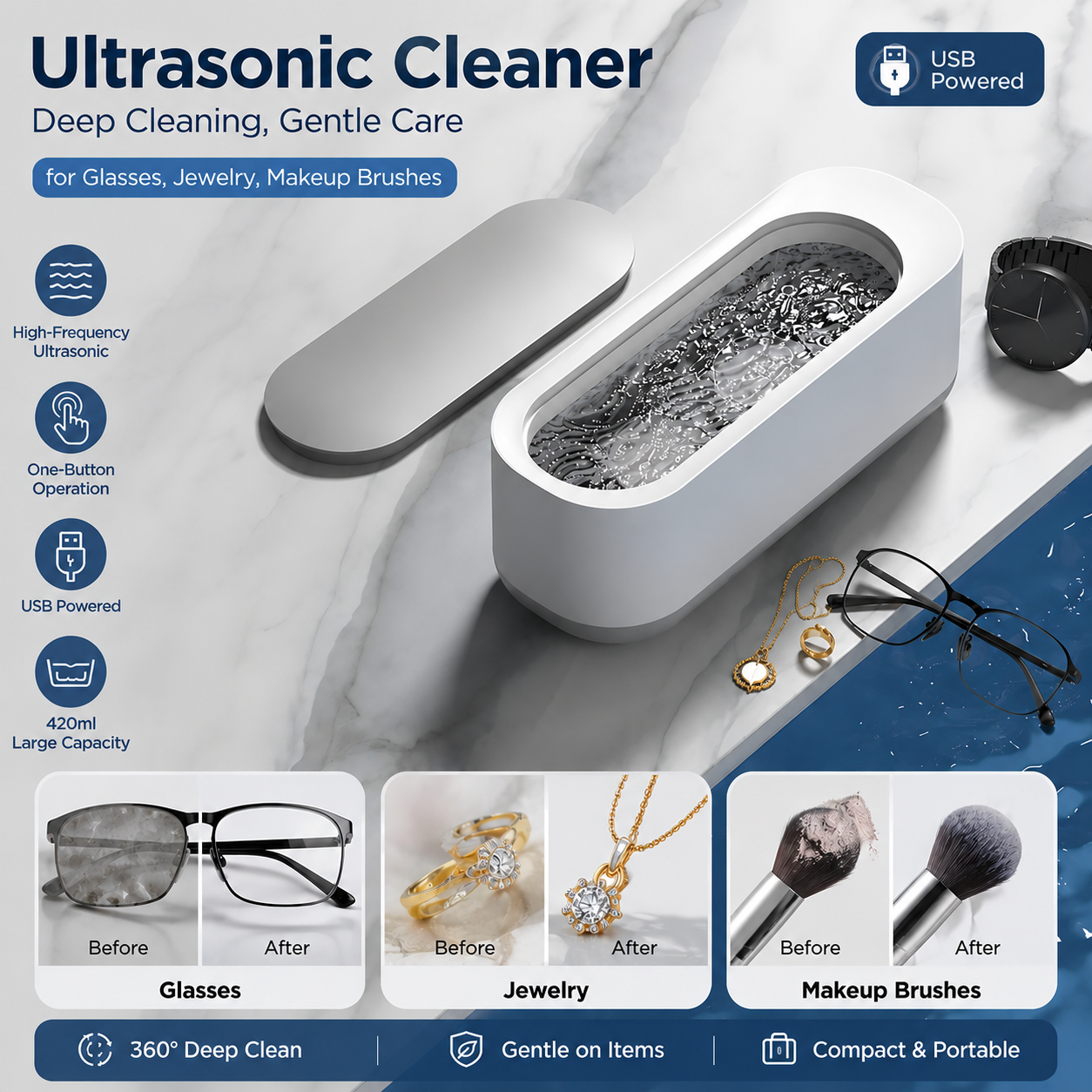 Professional Portable Ultrasonic Cleaner – Multi-Purpose Deep Cleaning Machine